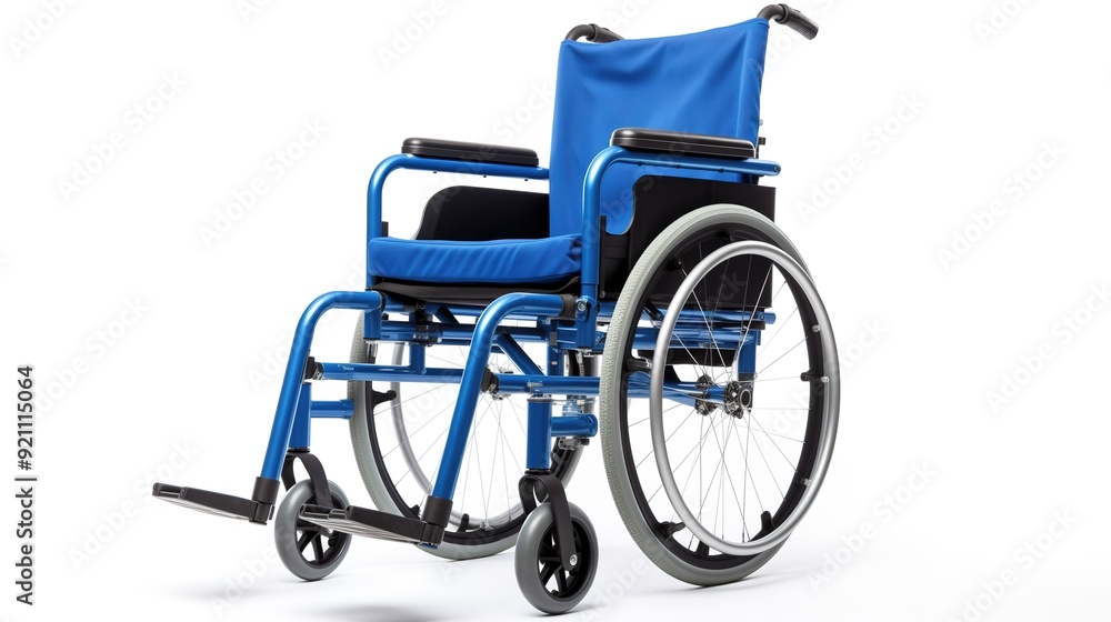 Blue Manual Wheelchair Isolated on White Background Blue Manual Wheelchair Isolated on White Background