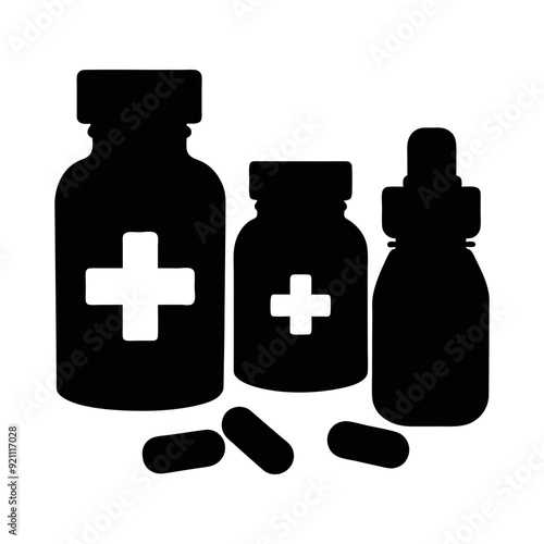 Many Medicine black and white silhouette