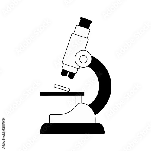 Microscope line art silhouette illustration