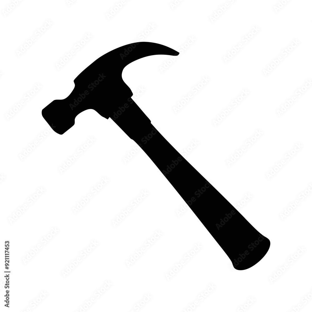 Steel hammer black and white silhouette illustration Steel hammer black and white silhouette illustration