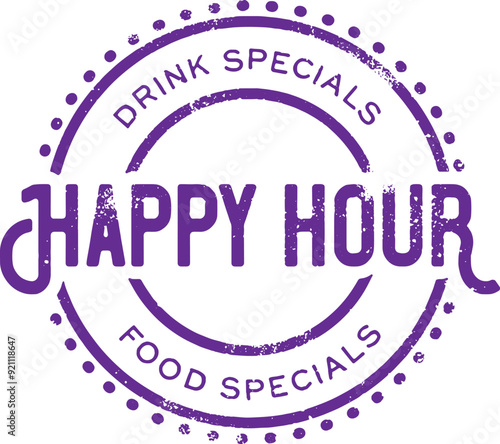 Vintage Happy Hour Menu Design Stamp