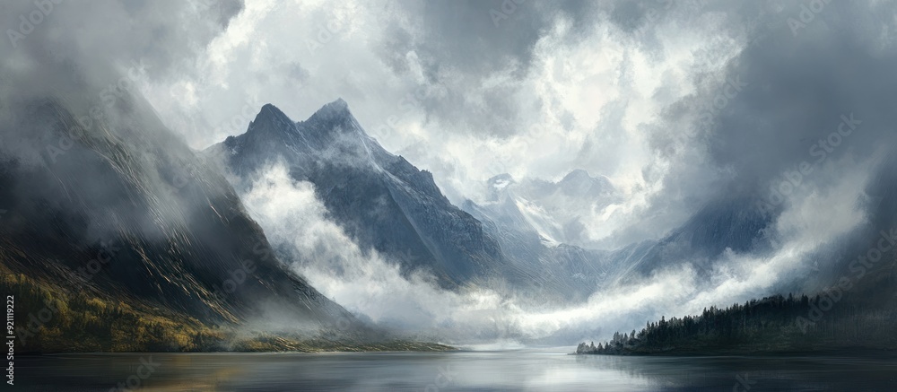 Fototapeta premium Misty Mountain Landscape