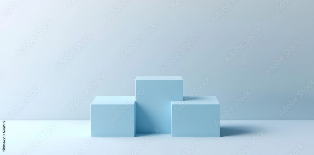 Minimalist Blue Cube Display Stand