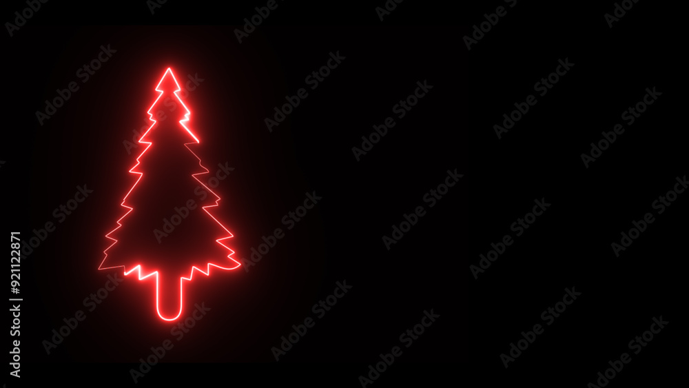 Christmas tree, pink neon glow icon on darkness black background. Abstract winter holiday concept. Blank empty space for your copy or another design. 3D rendering illustration Christmas tree, pink neon glow icon on darkness black background. Abstract winter holiday concept. Blank empty space for your copy or another design. 3D rendering illustration