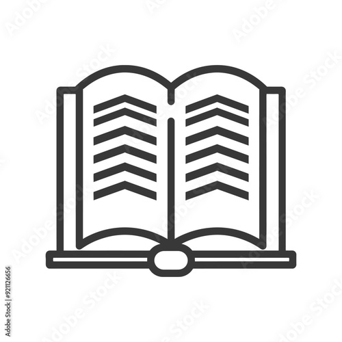 Open Book Icon with Arrow Design on Pages
