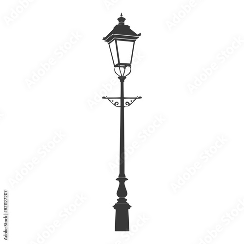 Ornate silhouette of a vintage street lamp