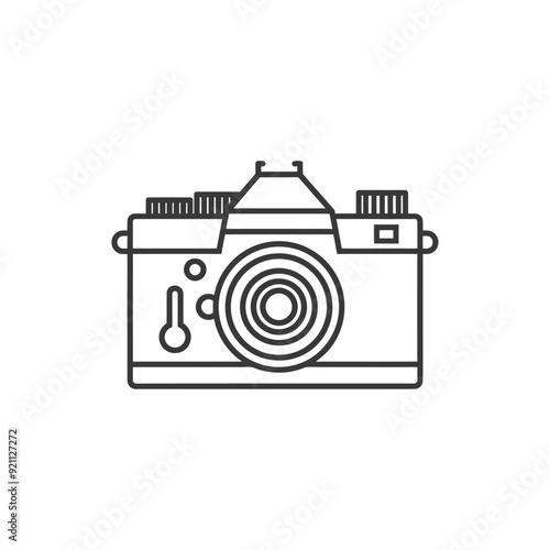 Outline drawing of a classic 35mm film camera