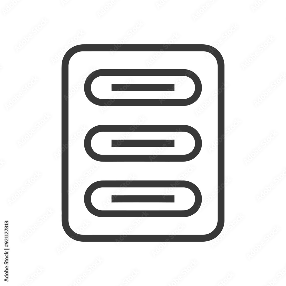Outline Icon of Three Horizontal Lines in a Square Outline Icon of Three Horizontal Lines in a Square