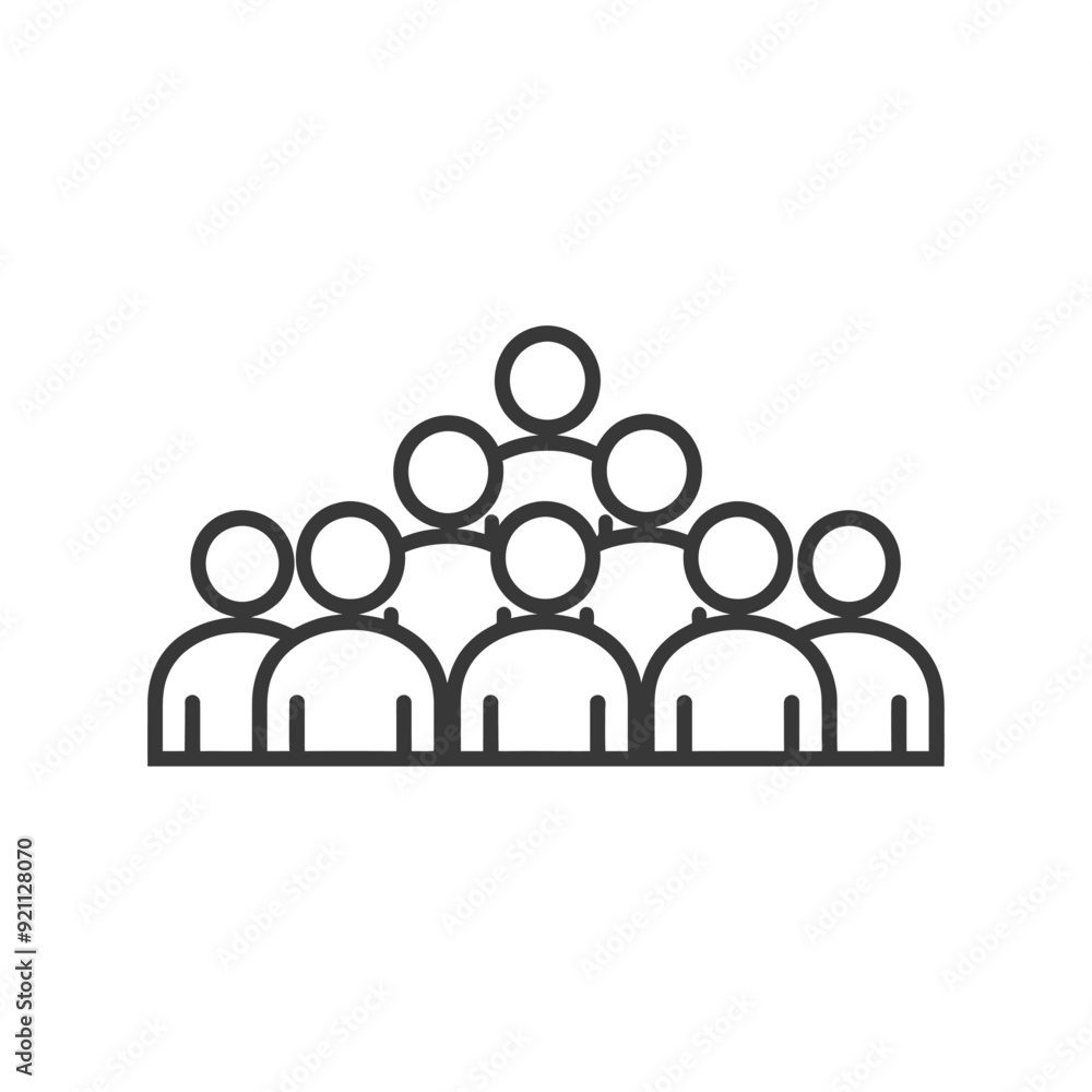 Outline illustration of a group of seven people Outline illustration of a group of seven people
