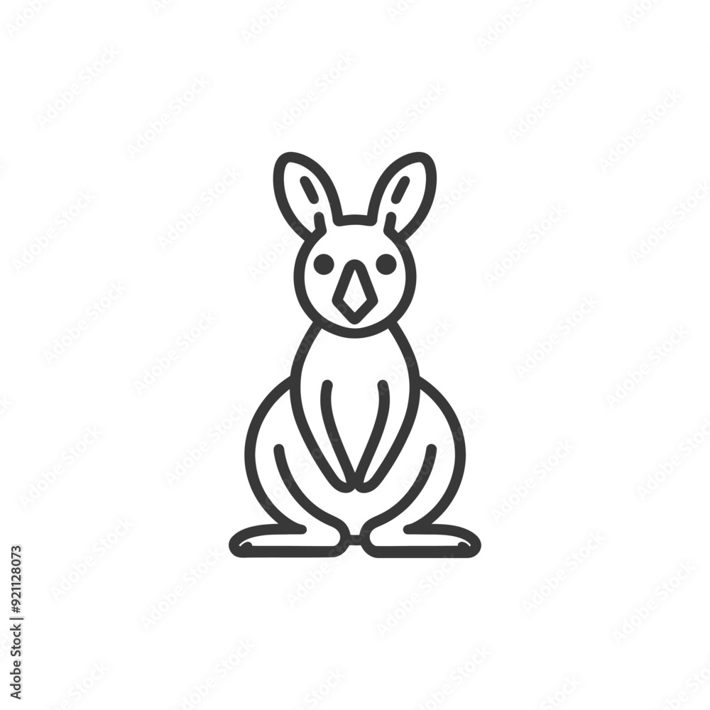 Fototapeta premium Outline Illustration of a Kangaroo Standing Upright