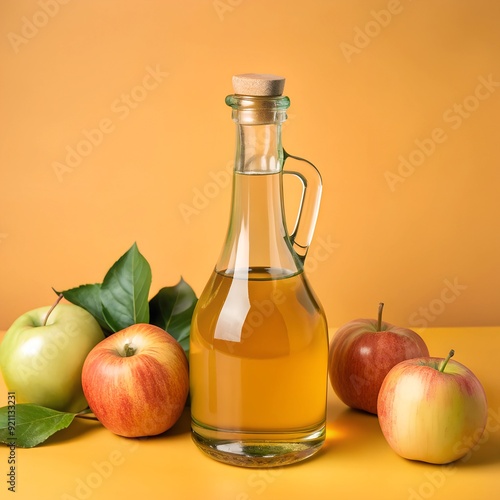 bottle of apple juice and apple