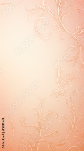 Peach soft pastel color background parchment with a thin barely noticeable floral ornament, wallpaper copy space