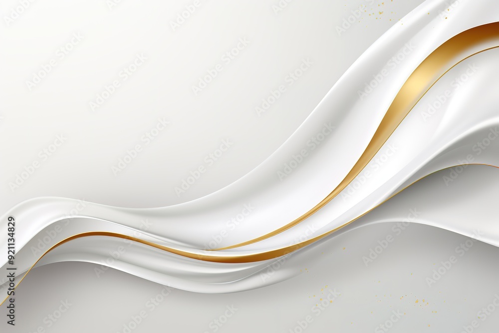 Obraz premium Abstract white and gold wave background.