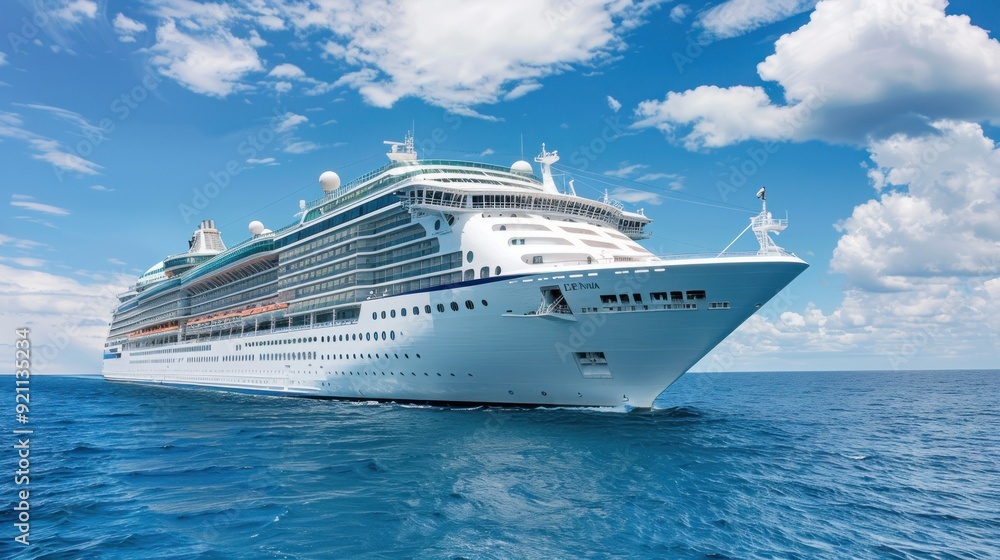 Luxury Cruise Ship Sailing on a Sunny Day Luxury Cruise Ship Sailing on a Sunny Day