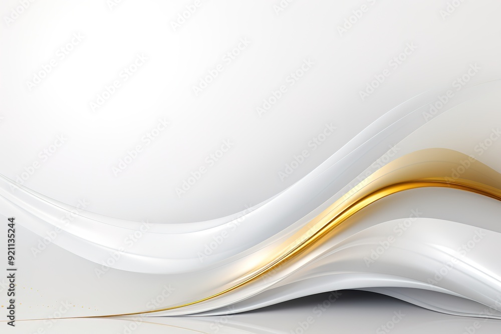 Obraz premium Abstract white and gold wave background.
