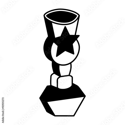 social Media star vector icon design, token of recognition symbol, Expression of gratitude sign, distinctive insignia stock illustration, Rising Talent Crystal Trophy Cup isometric concept