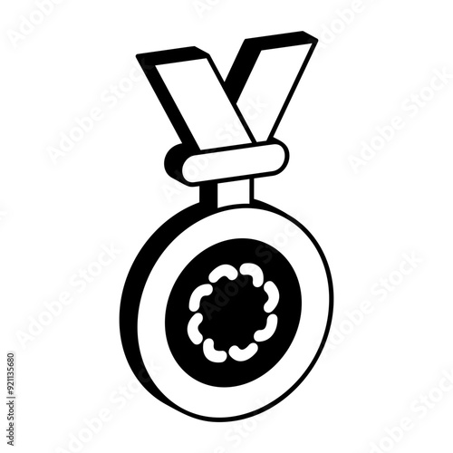 premier global recognition techie Awards vector icon design, token of recognition symbol, Expression of gratitude sign, distinctive insignia stock illustration Game geeks white Medal isometric concept photo