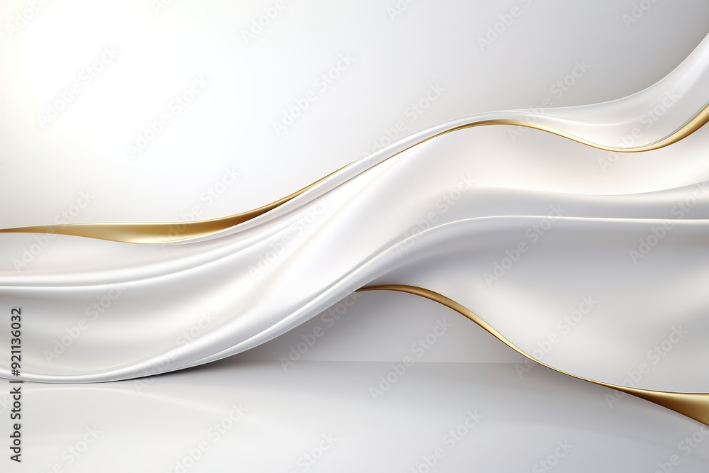 Obraz premium Abstract white and gold wave background.