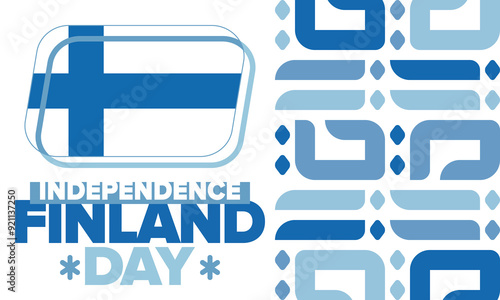 Finland Independence Day. Finnish national happy holiday, celebrated annual in December 6. Finland flag. Patriotic elements. Poster, card, banner and background. Vector illustration