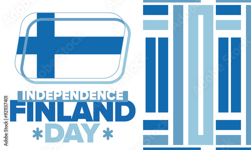 Finland Independence Day. Finnish national happy holiday, celebrated annual in December 6. Finland flag. Patriotic elements. Poster, card, banner and background. Vector illustration