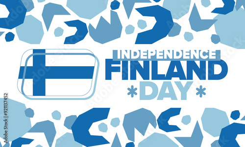 Finland Independence Day. Finnish national happy holiday, celebrated annual in December 6. Finland flag. Patriotic elements. Poster, card, banner and background. Vector illustration