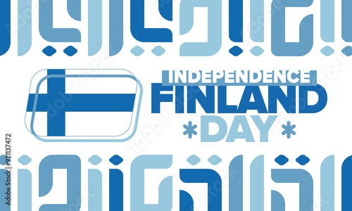 Finland Independence Day. Finnish national happy holiday, celebrated annual in December 6. Finland flag. Patriotic elements. Poster, card, banner and background. Vector illustration