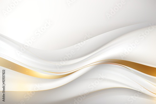 Abstract white and gold wave background with copy space.