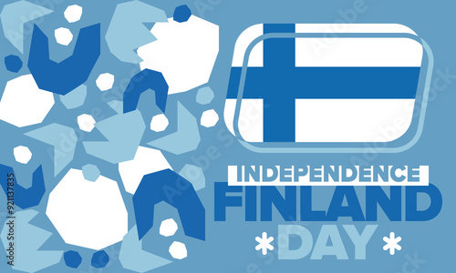 Finland Independence Day. Finnish national happy holiday, celebrated annual in December 6. Finland flag. Patriotic elements. Poster, card, banner and background. Vector illustration