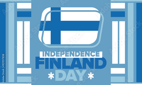 Finland Independence Day. Finnish national happy holiday, celebrated annual in December 6. Finland flag. Patriotic elements. Poster, card, banner and background. Vector illustration