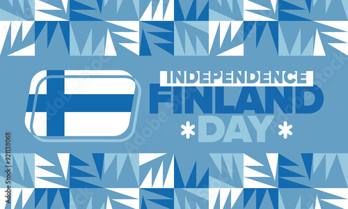 Finland Independence Day. Finnish national happy holiday, celebrated annual in December 6. Finland flag. Patriotic elements. Poster, card, banner and background. Vector illustration