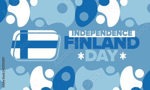 Finland Independence Day. Finnish national happy holiday, celebrated annual in December 6. Finland flag. Patriotic elements. Poster, card, banner and background. Vector illustration