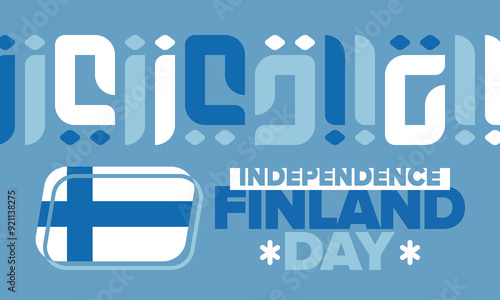 Finland Independence Day. Finnish national happy holiday, celebrated annual in December 6. Finland flag. Patriotic elements. Poster, card, banner and background. Vector illustration