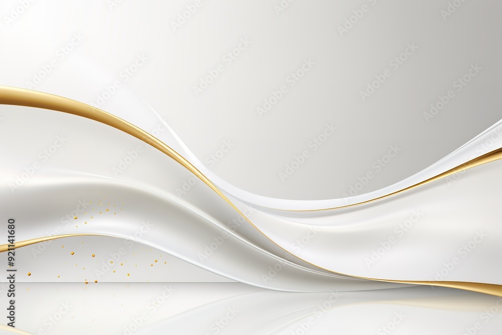 Abstract white and gold wave background with reflections. Abstract white and gold wave background with reflections.