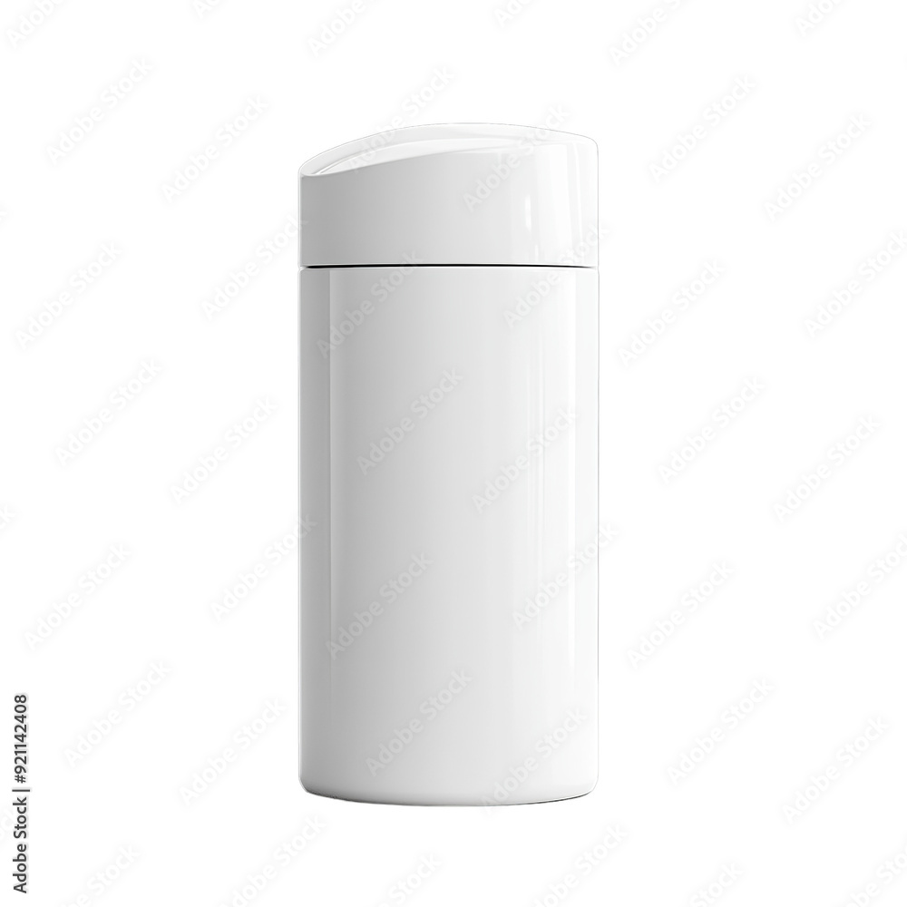 The image shows a white, cylindrical plastic container with a screw-on cap. generative ai The image shows a white, cylindrical plastic container with a screw-on cap. generative ai