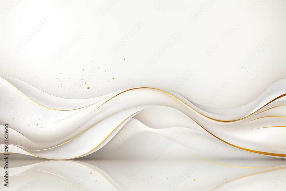 Abstract white and gold wave background with subtle golden droplets. Abstract white and gold wave background with subtle golden droplets.