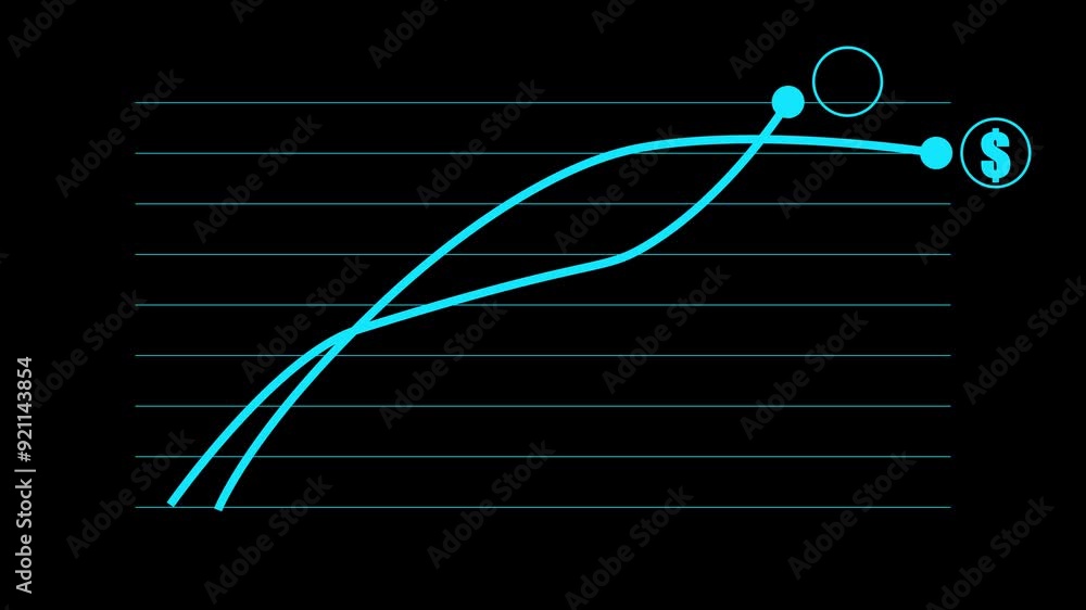Infographic growing line chart graph, business development competition