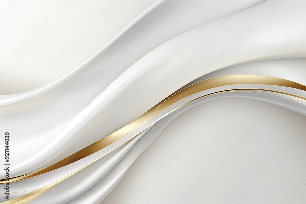 Obraz premium Abstract white and gold wave design.