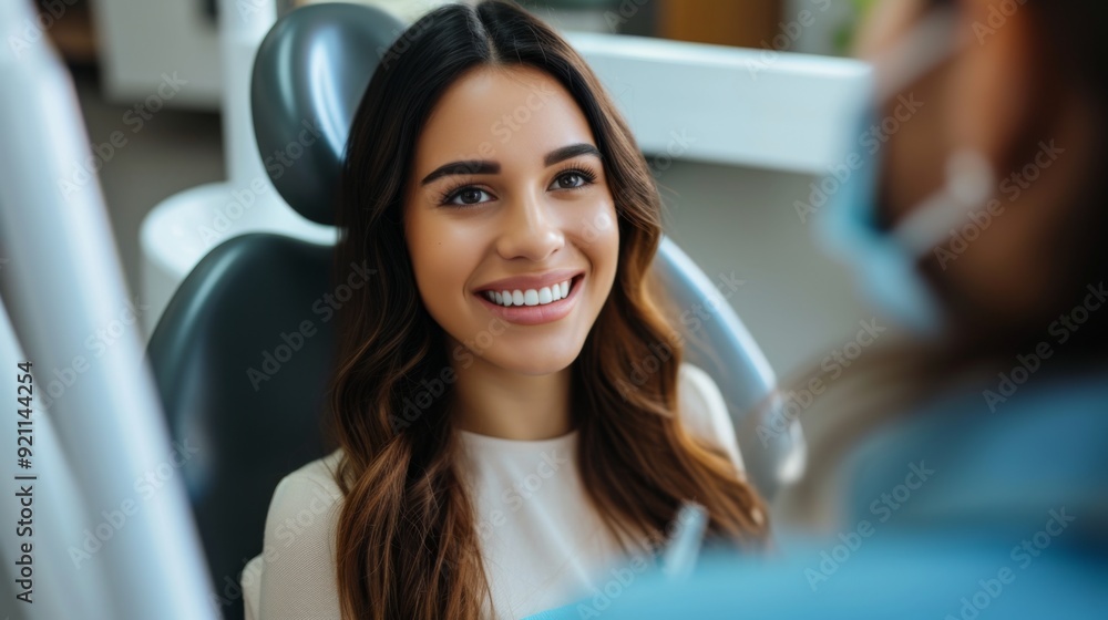 Woman sitting in a dentist chair Woman sitting in a dentist chair