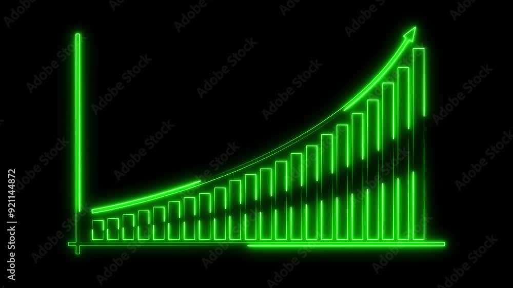 Abstract glowing neon line business graph icon animation. Neon line business graph. business chart growth concept Abstract glowing neon line business graph icon animation. Neon line business graph. business chart growth concept
