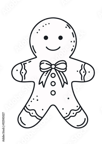 coloring. gingerbread man. outline. children's drawing.