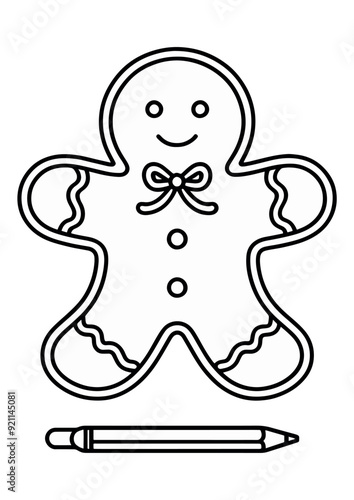 coloring. gingerbread man. outline. children's drawing.