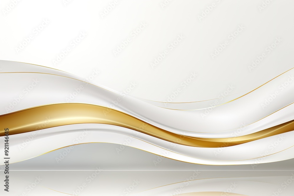 Obraz premium Abstract white and gold waves background.