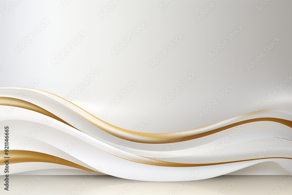Obraz premium Abstract white and gold waves background.