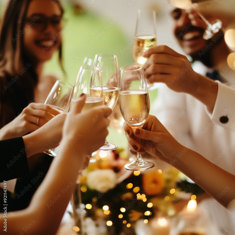 A group of people raising their glasses in a celebratory toast. The glasses are filled with champagne or sparkling wine, reflecting a festive atmosphere A group of people raising their glasses in a celebratory toast. The glasses are filled with champagne or sparkling wine, reflecting a festive atmosphere