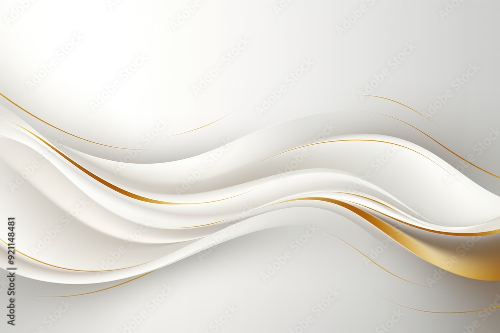Obraz premium Abstract white and gold waves background.