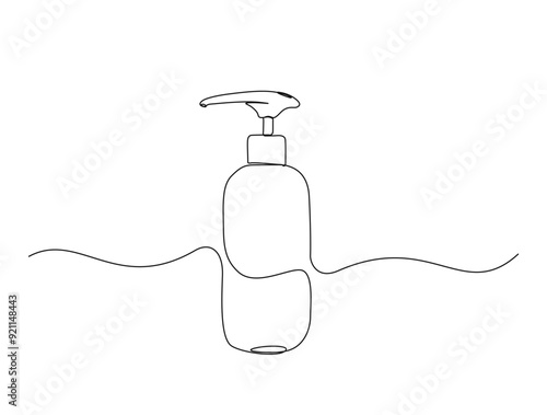 Continuous one line drawing of cosmetic lotion tube. Cosmetic bottle single line vector illustration. Editable line vector.
