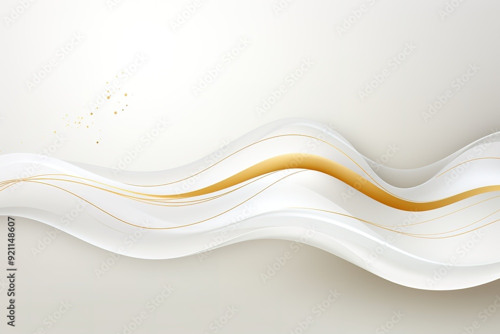 Obraz premium Abstract white and gold waves background.
