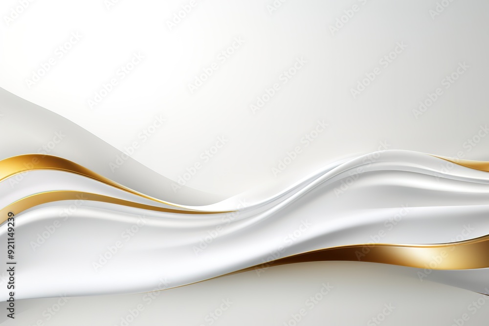 Obraz premium Abstract white and gold waves background.
