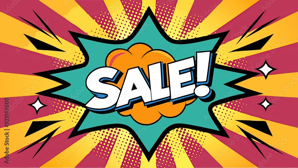 Bright comic book style sale explosion background Bright comic book style sale explosion background