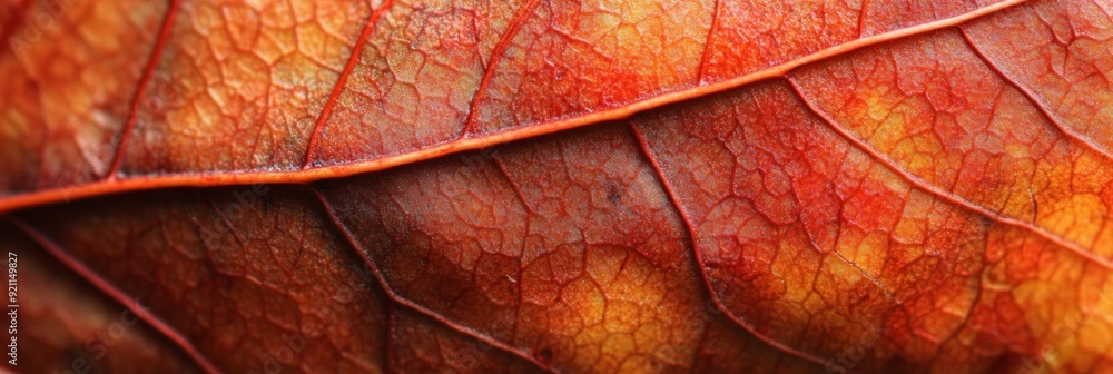 Fototapeta premium Close up autumn leaf texture. Nature texture of leaf macro